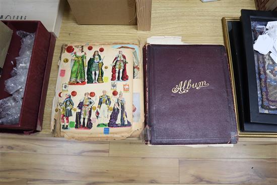 Two Victorian scrap books and loose stamps
